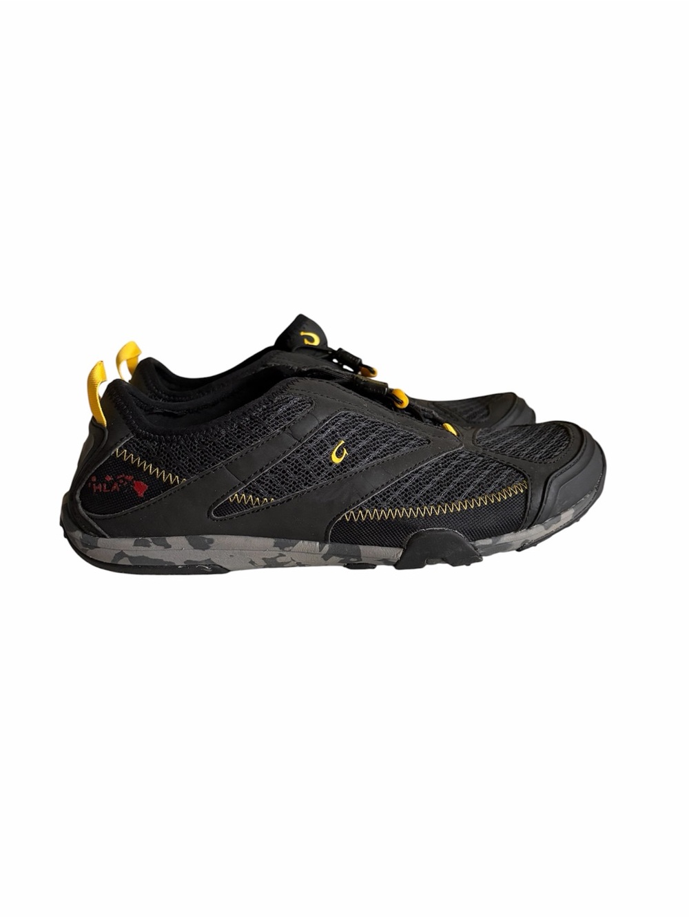 OluKai Men's Black and Yellow Mesh Sneakers